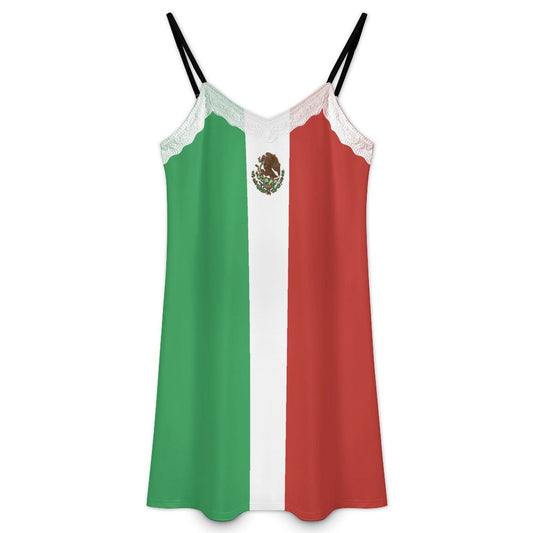 Mexico Flag Inspired Lace Trim Camisole Nightgown