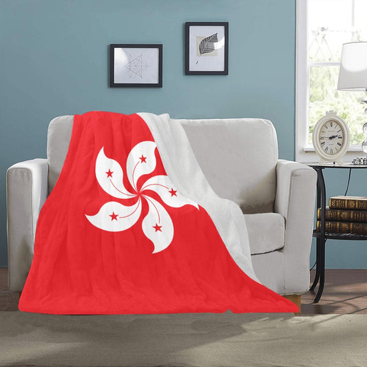 Red blanket featuring Hong Kong flag by Luv My Flag.