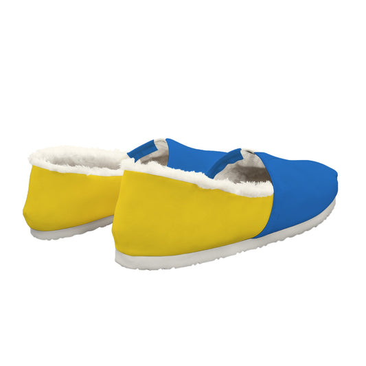 Ukraine Flag Inspired Women's Fleece-Lined Canvas Slip-On