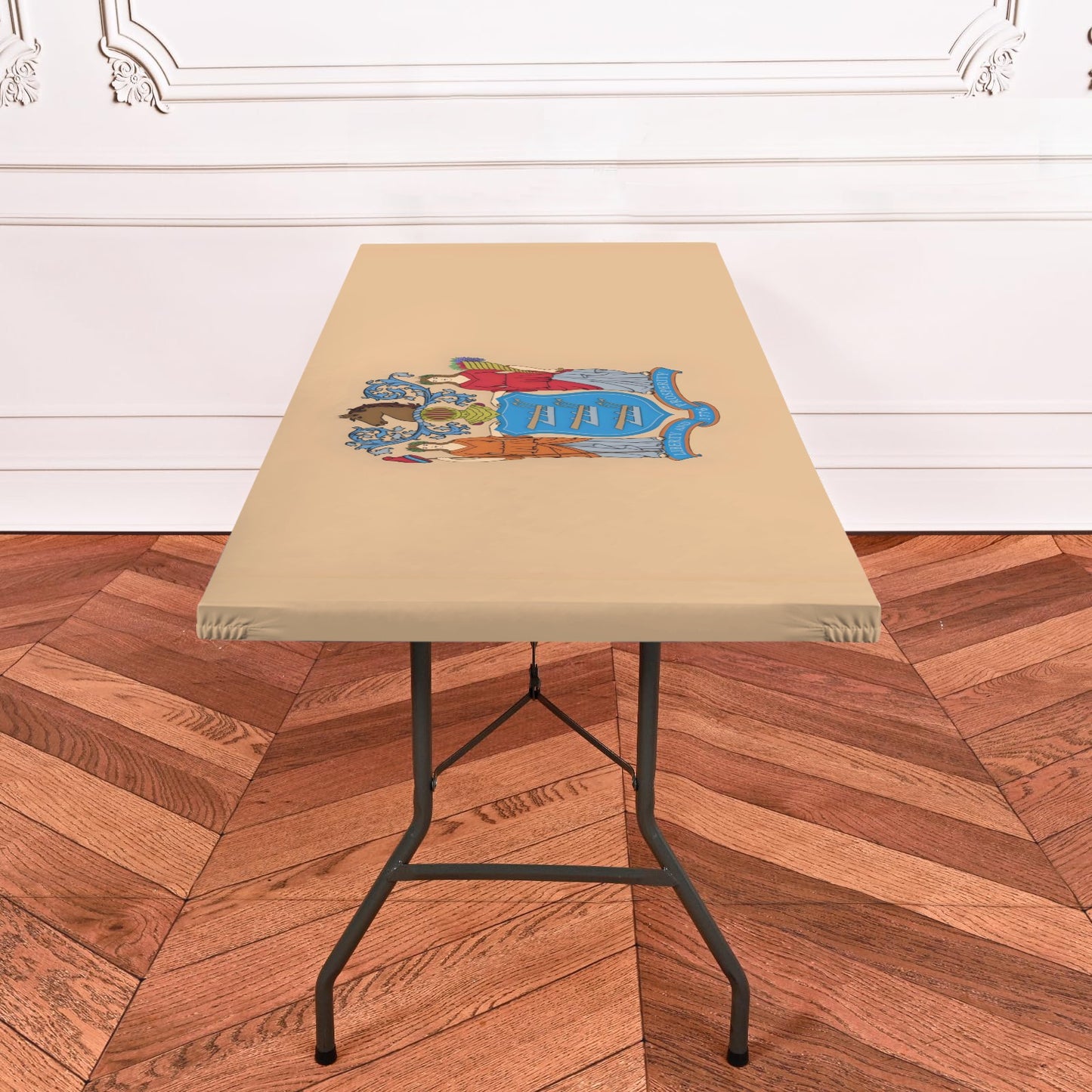 New Jersey Flag Inspired Custom Elastic Fitted Tablecloth 72x30 inch (Made in the USA)
