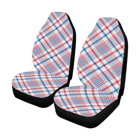USA/American Flag Inspired Plaid Pattern Car Seat Cover Airbag Compatible(Set of 2)