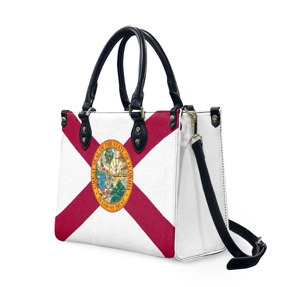 "Luv My Flag handbag featuring Florida state flag design."