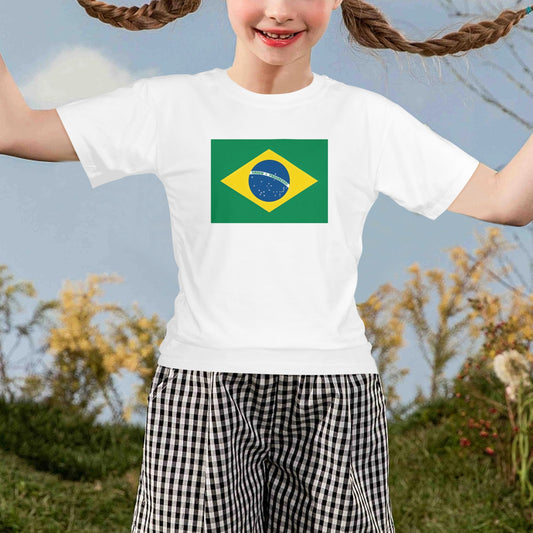 Brazil Flag Girls T-Shirt Made in the USA