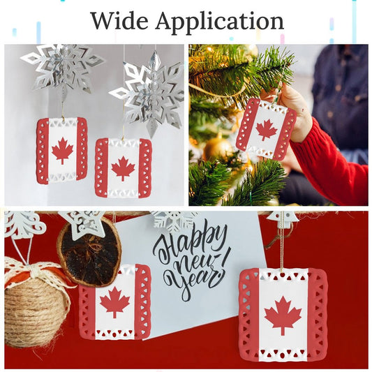 Canada Flag Inspired Square Ceramic Ornament Made in the USA