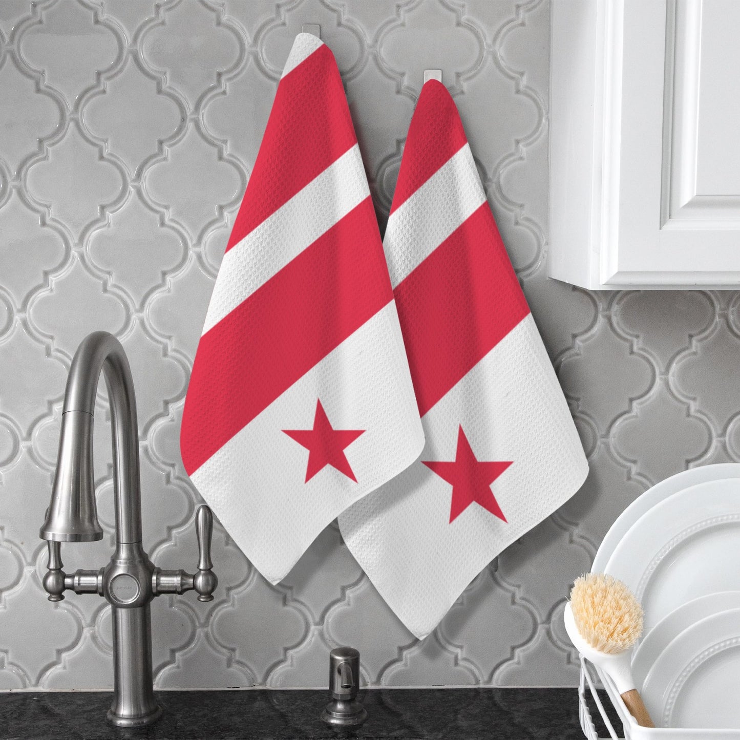 Washington DC Flag Inspired Kitchen Towel 40X60cm (Pack of 2) (Made in the USA)