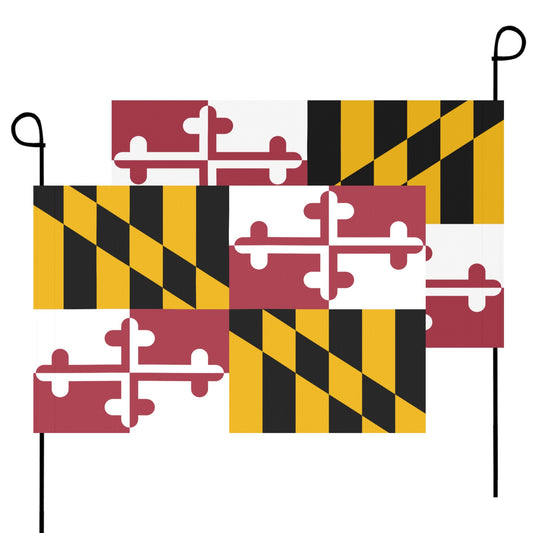 Two Maryland flags on poles, by Luv My Flag.
