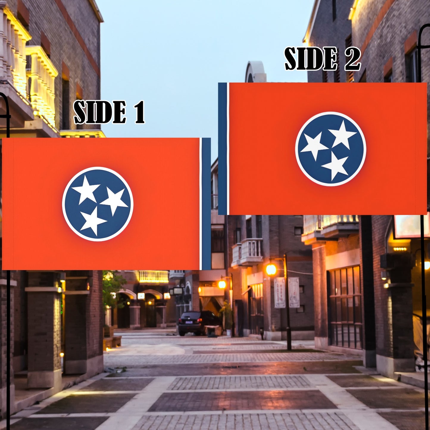 Orange flag with stars by Luv My Flag brand.