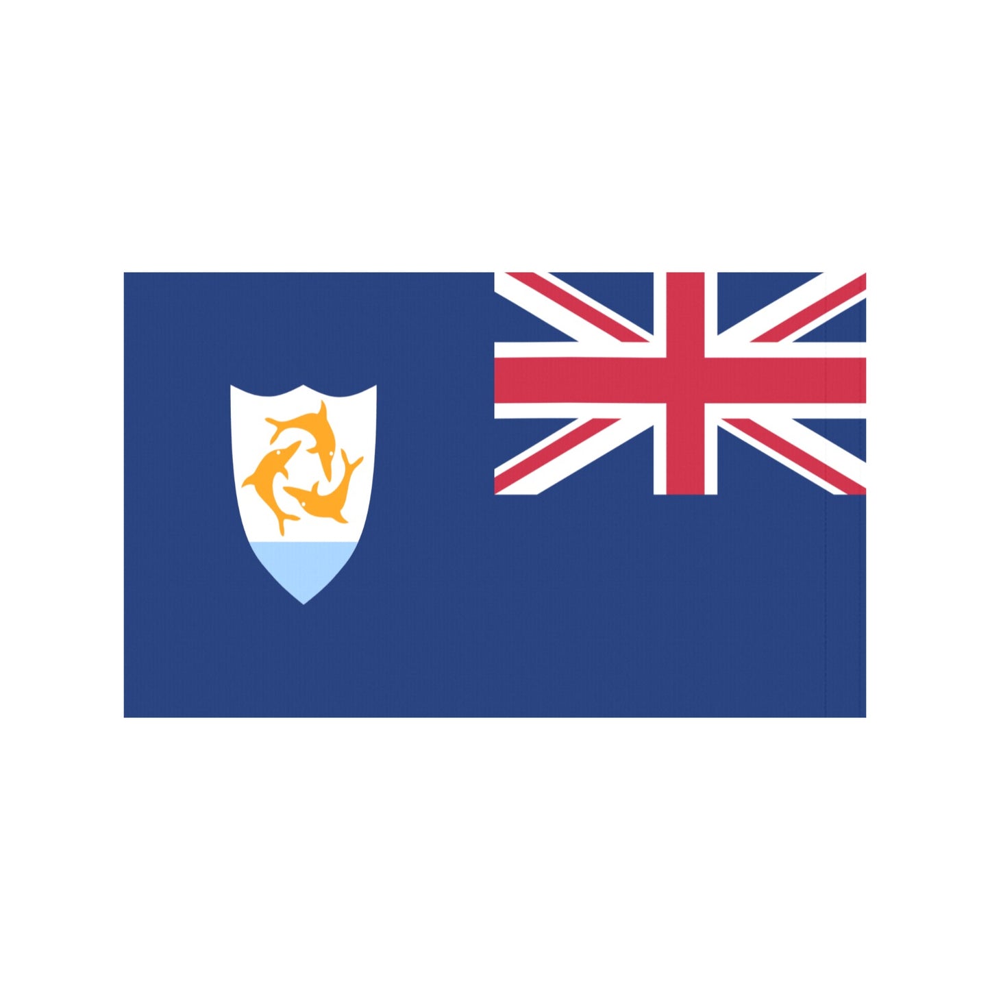 Flag of Anguilla with dolphins and Union Jack, Luv My Flag.