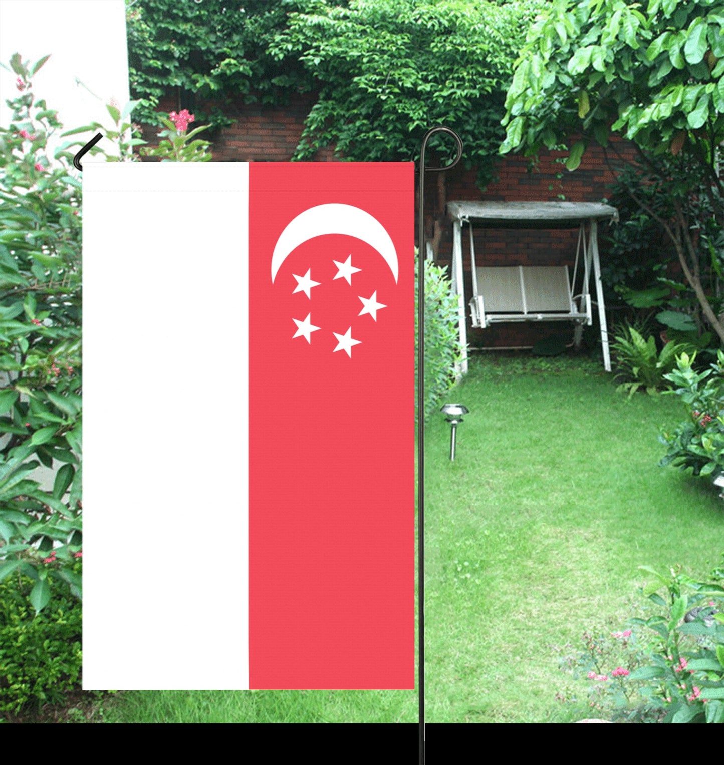 Garden with Luv My Flag featuring Singapore design displayed.