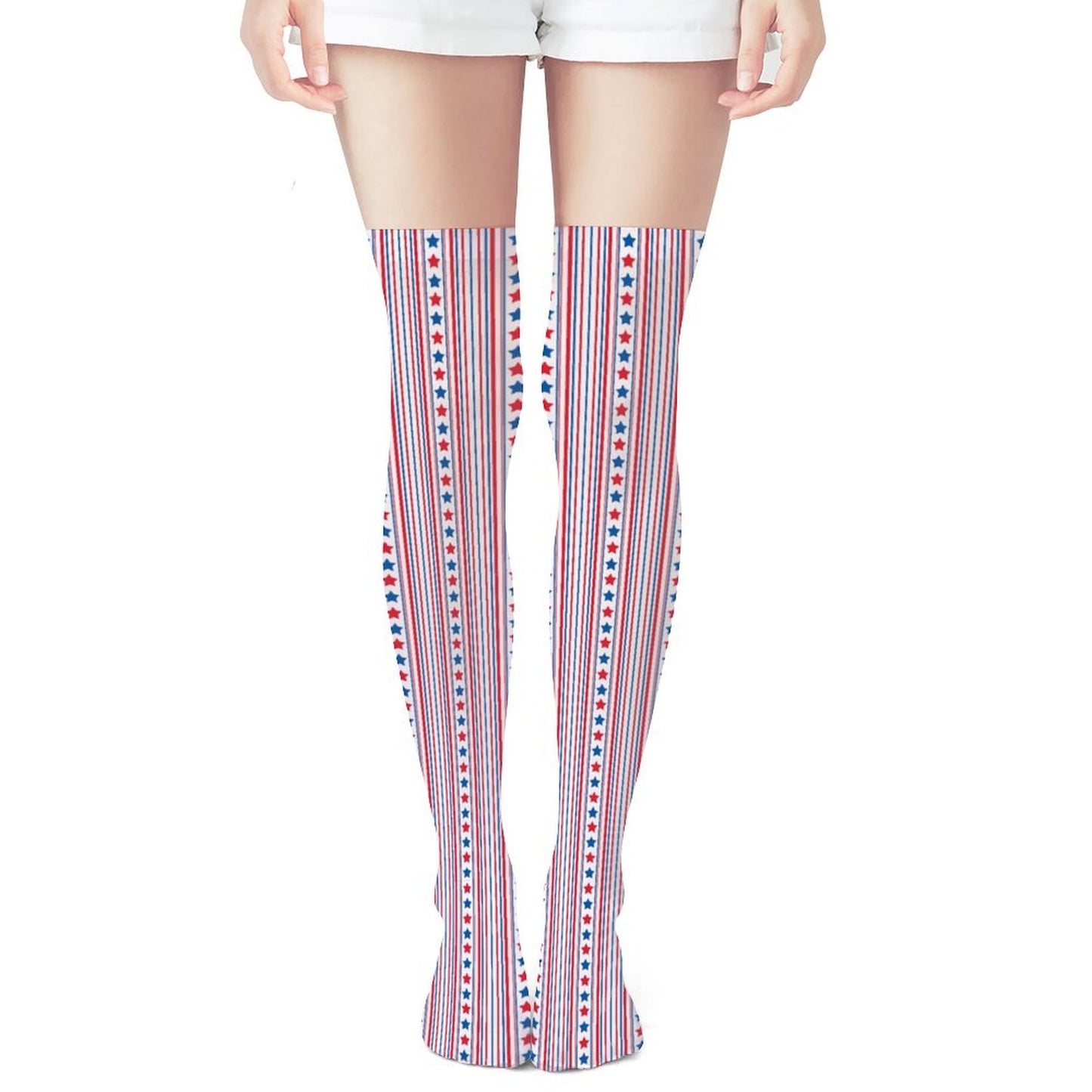 USA/American Flag Inspired Stars and Stripes Design Trendy Stockings(Long)