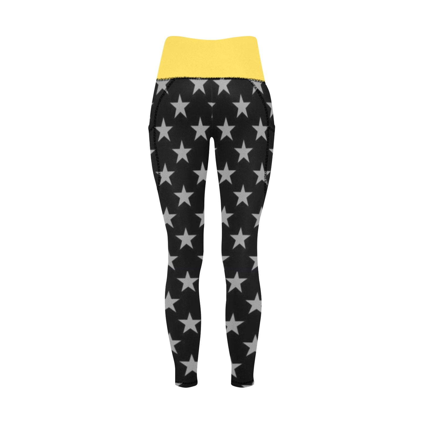 Thin Gold Line Flag Inspired Women's High Waist Leggings with Pockets