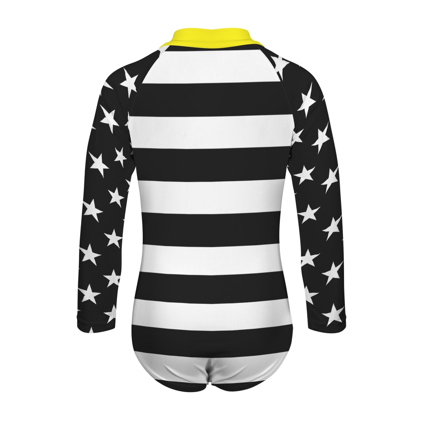 Thin Gold Line Flag Little Girls' Long Sleeve One-Piece Swimsuit