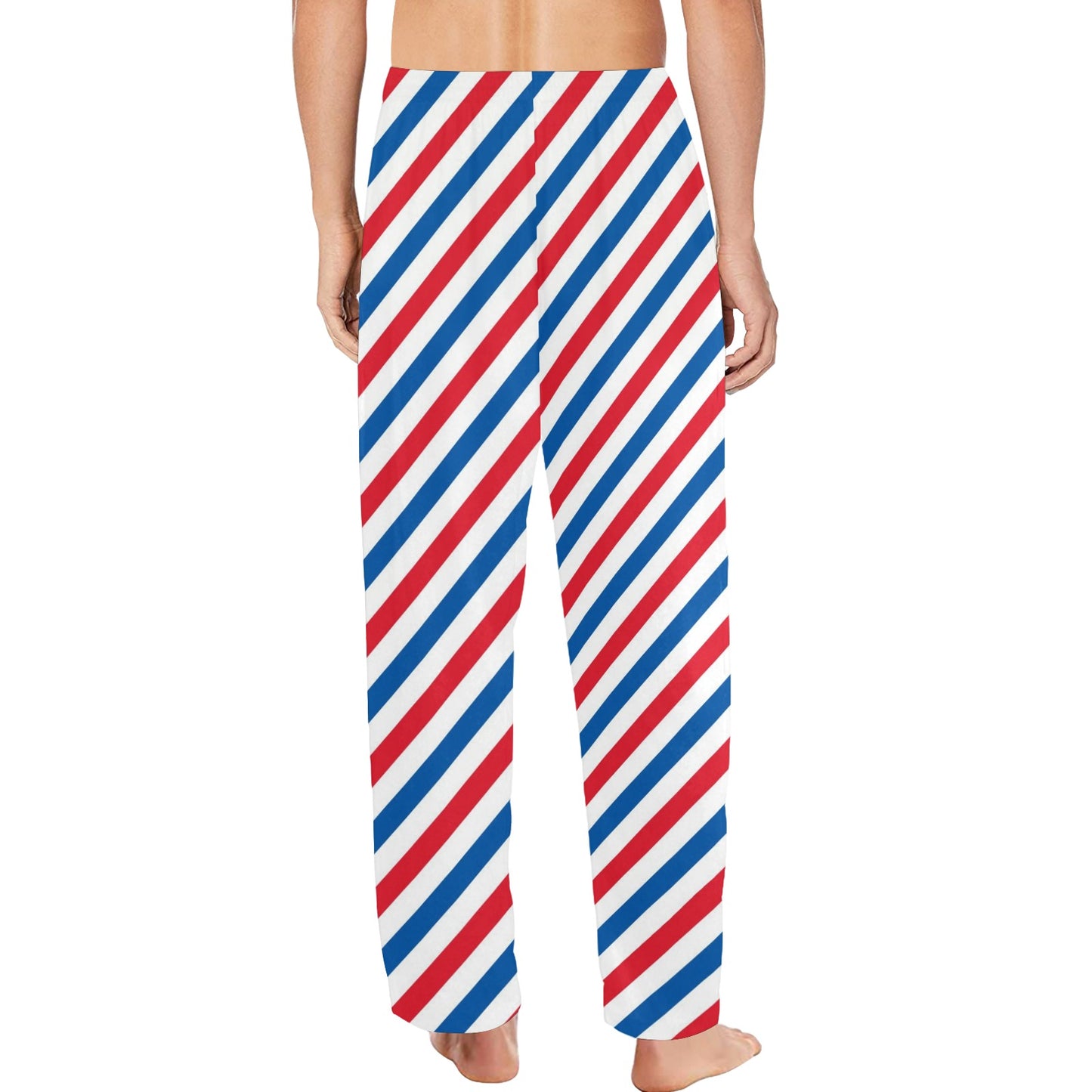 USA/American Flag Inspired Striped Pattern Men’s Pajama Trousers with Pockets (Made in the USA)