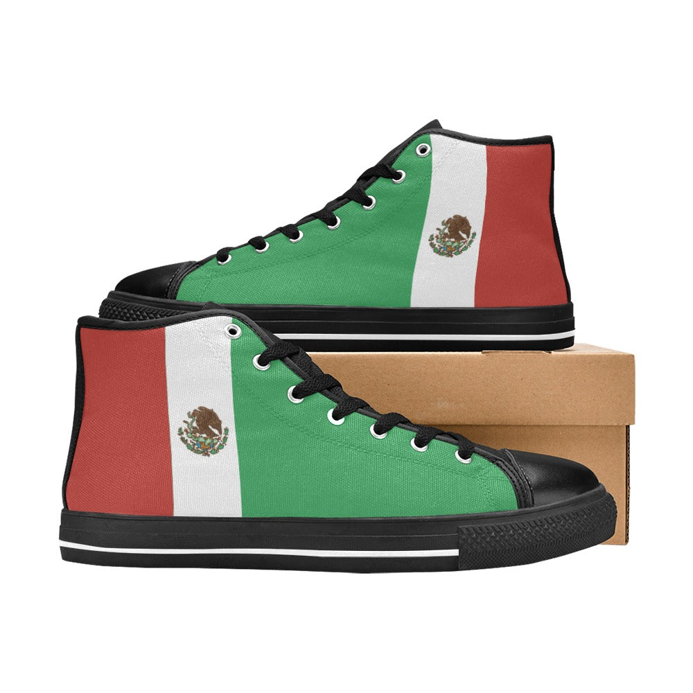 Mexico Flag High Top Canvas Men's Shoes
