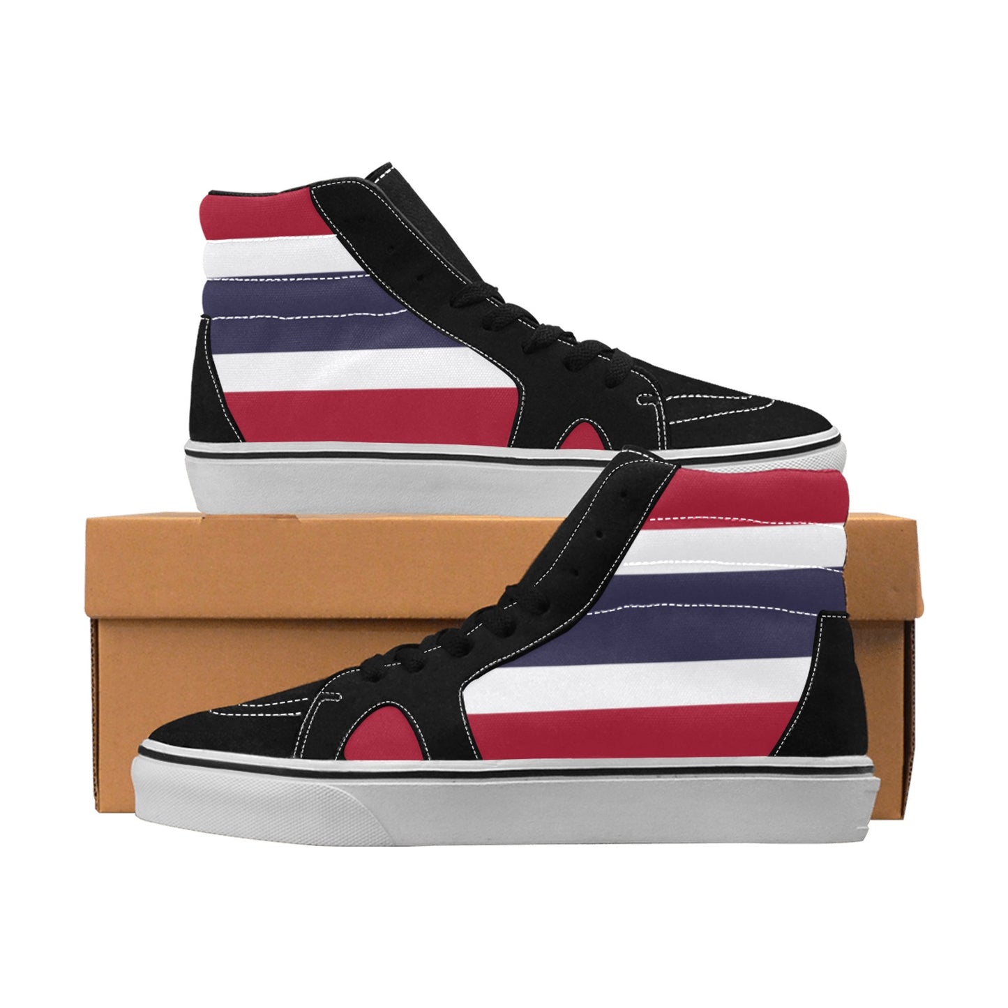Thailand Flag Inspired Women's High Top Canvas Shoes