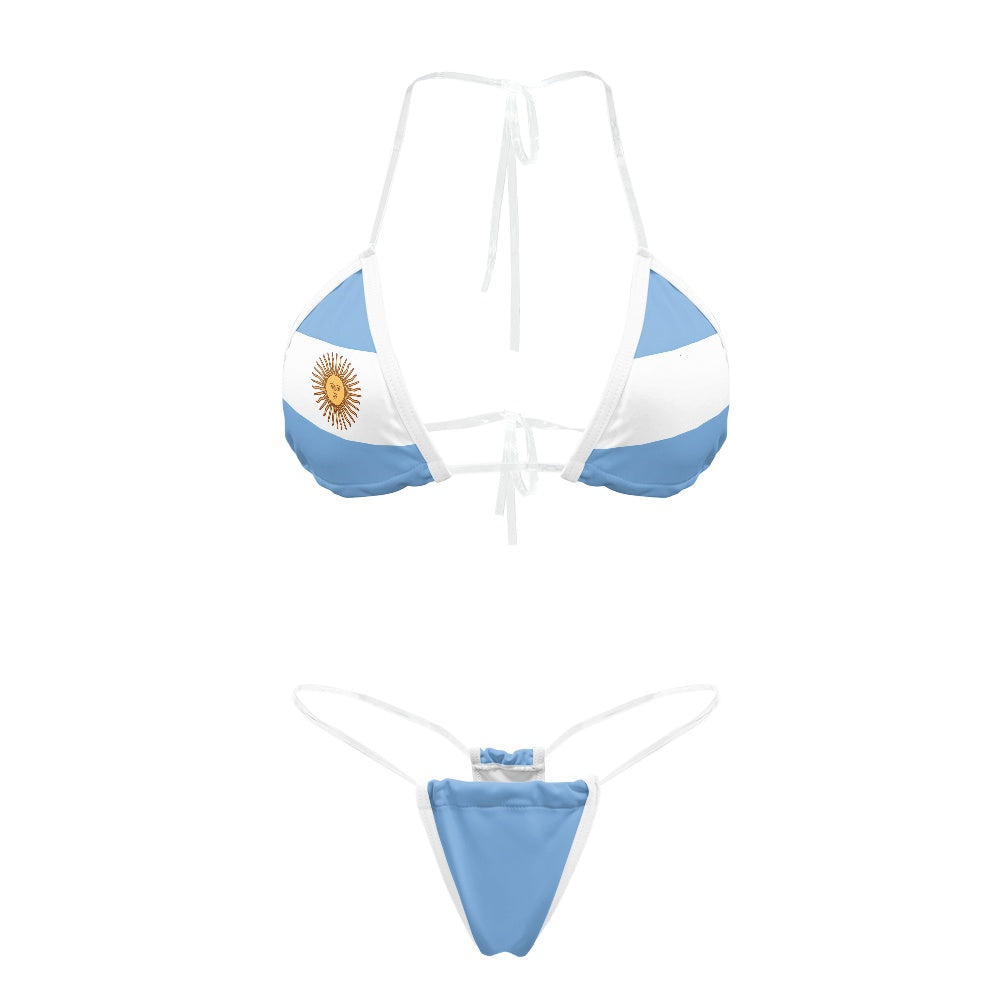 Argentina Flag Inspired Transparent String Thong Bikini
