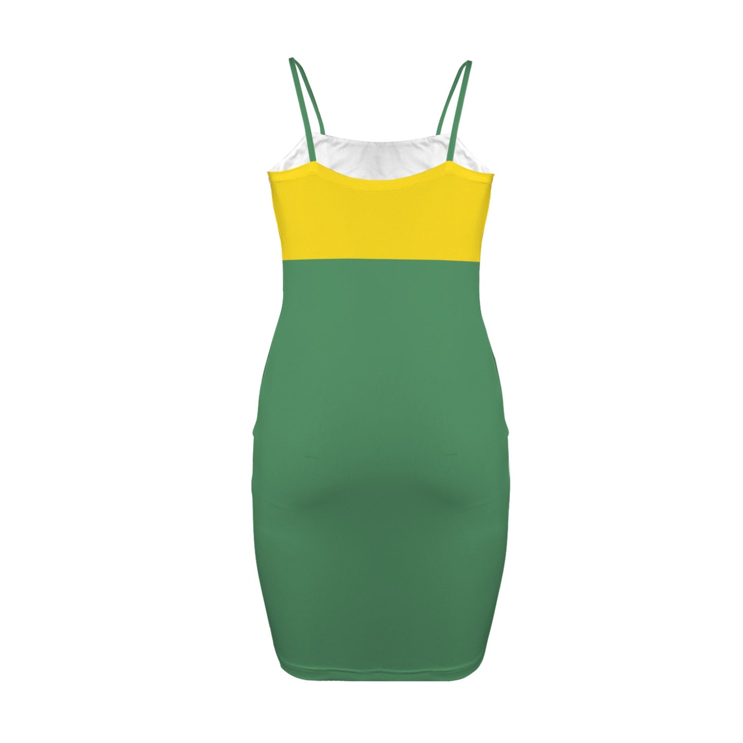 Brazil Flag Inspired Backless Spaghetti Strap Bodycon Dress