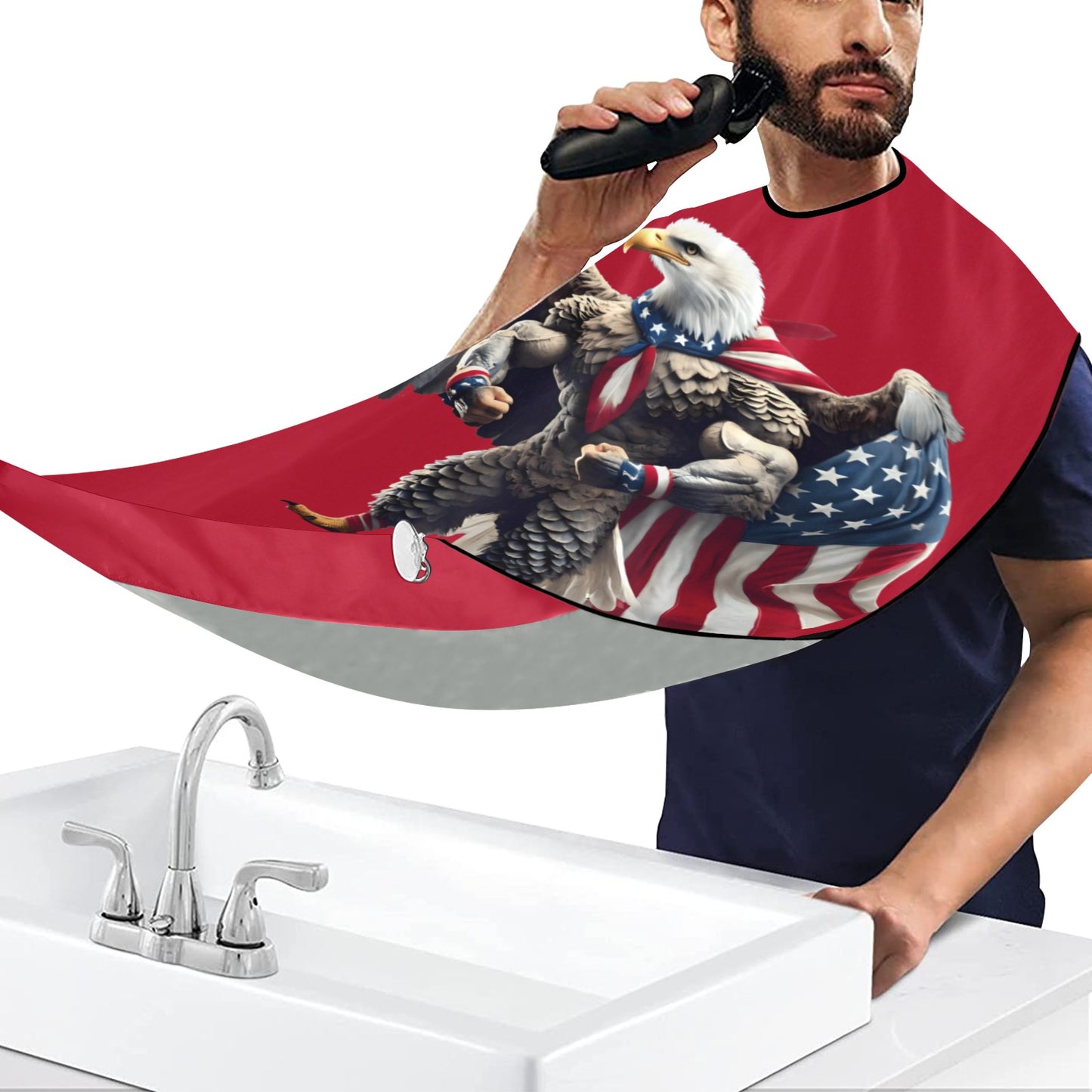 USA/American Flag Inspired Bald Eagle American Flag With Cape Beard Bib Apron for Men Shaving & Trimming