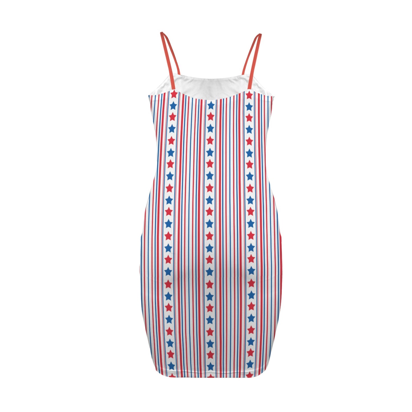 USA/American Flag Inspired Stars & Stripes Pattern Backless Spaghetti Strap Bodycon Dress
