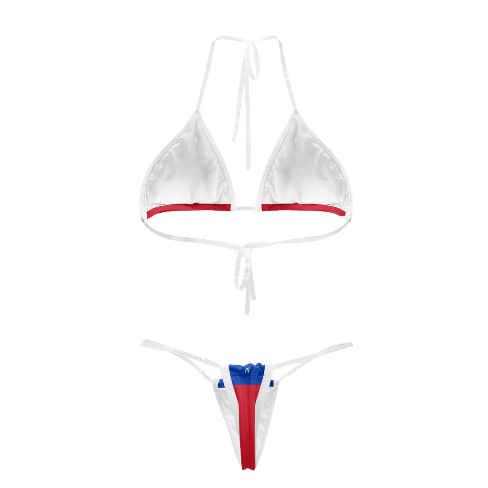 Philippines Flag Inspired Transparent String Thong Bikini