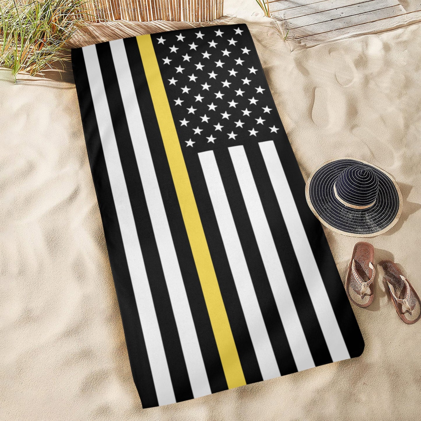 Thin Gold Line Flag Beach Towel 31"x71" (Made in USA)