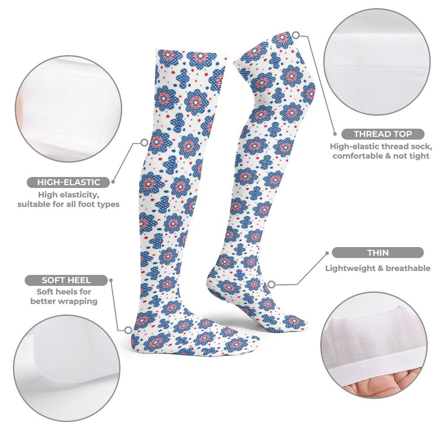 USA/American Flag Inspired Design (style-1) Trendy Stockings(Long)