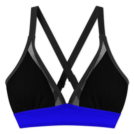 Thin Blue Line Flag Inspired Women's Mesh Drawstring Skirt and Swimsuit Set