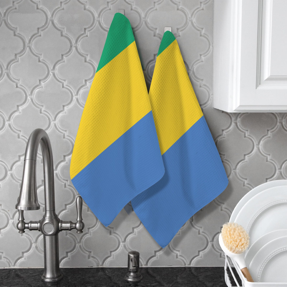 Gabon Flag Inspired Kitchen Towel 40X60cm (Pack of 2) | Printed In the USA