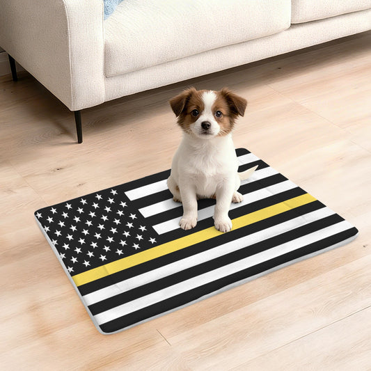 Thin Gold Line Flag Inspired Pet Mat 25x18inch (Made in the USA)