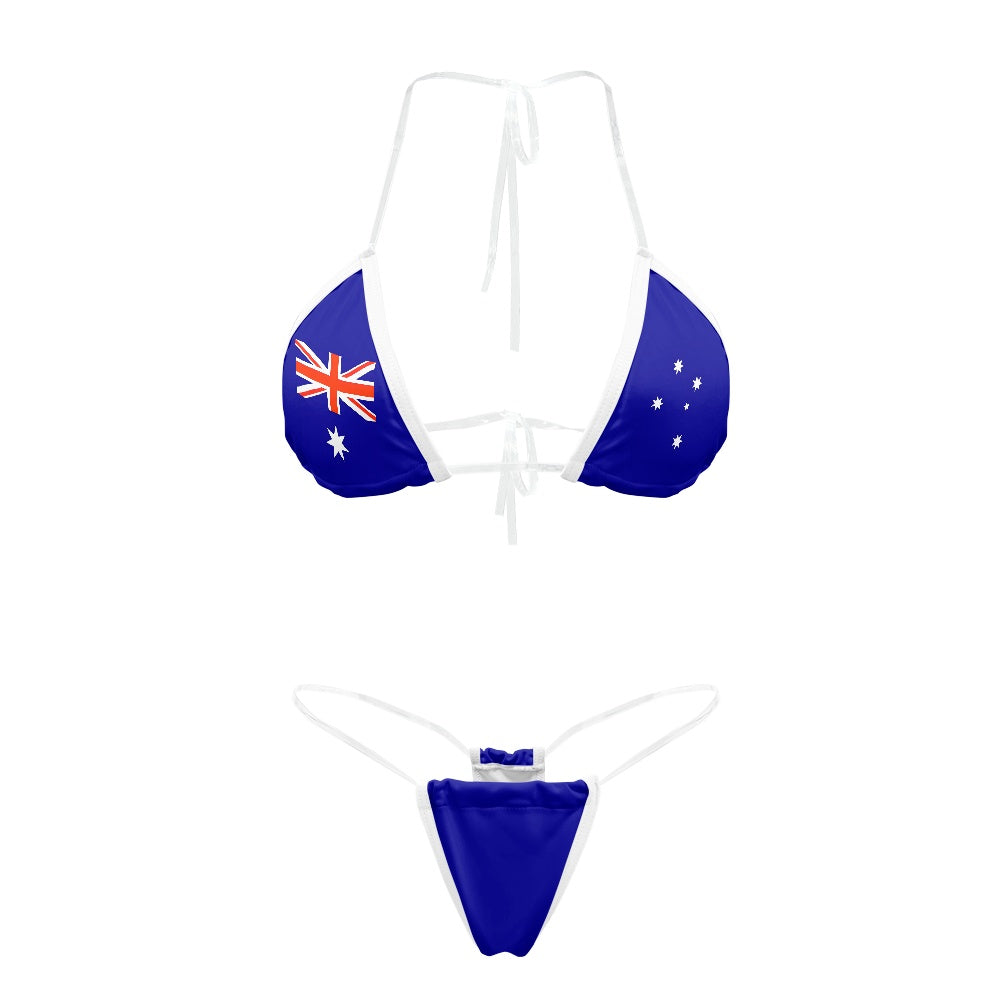 Australia Flag Inspired Transparent String Thong Bikini