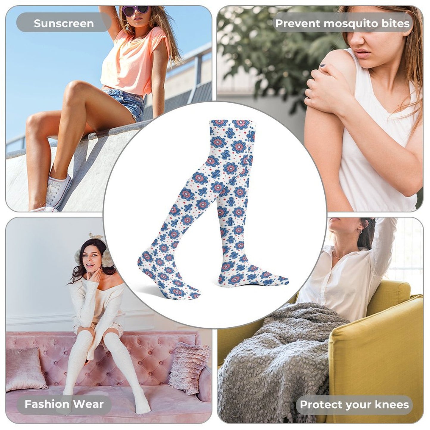 USA/American Flag Inspired Design (style-1) Trendy Stockings(Long)