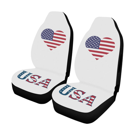USA/American Flag Heart Car Seat Cover Airbag Compatible(Set of 2)