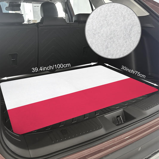 Poland Flag Inspired Car Trunk Mat 100 × 75 cm / 39.4 × 30 in Printed in the USA