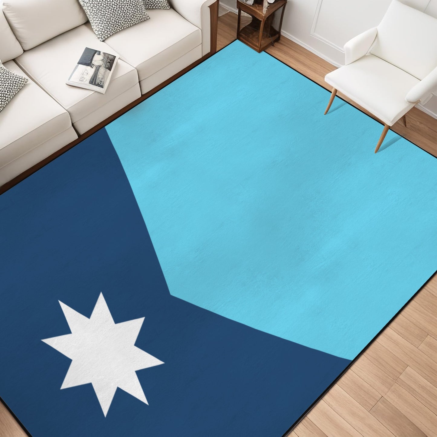 Minnesota Flag Inspired 84x60 Inch Area Rug with Black Binding (Made in the USA)