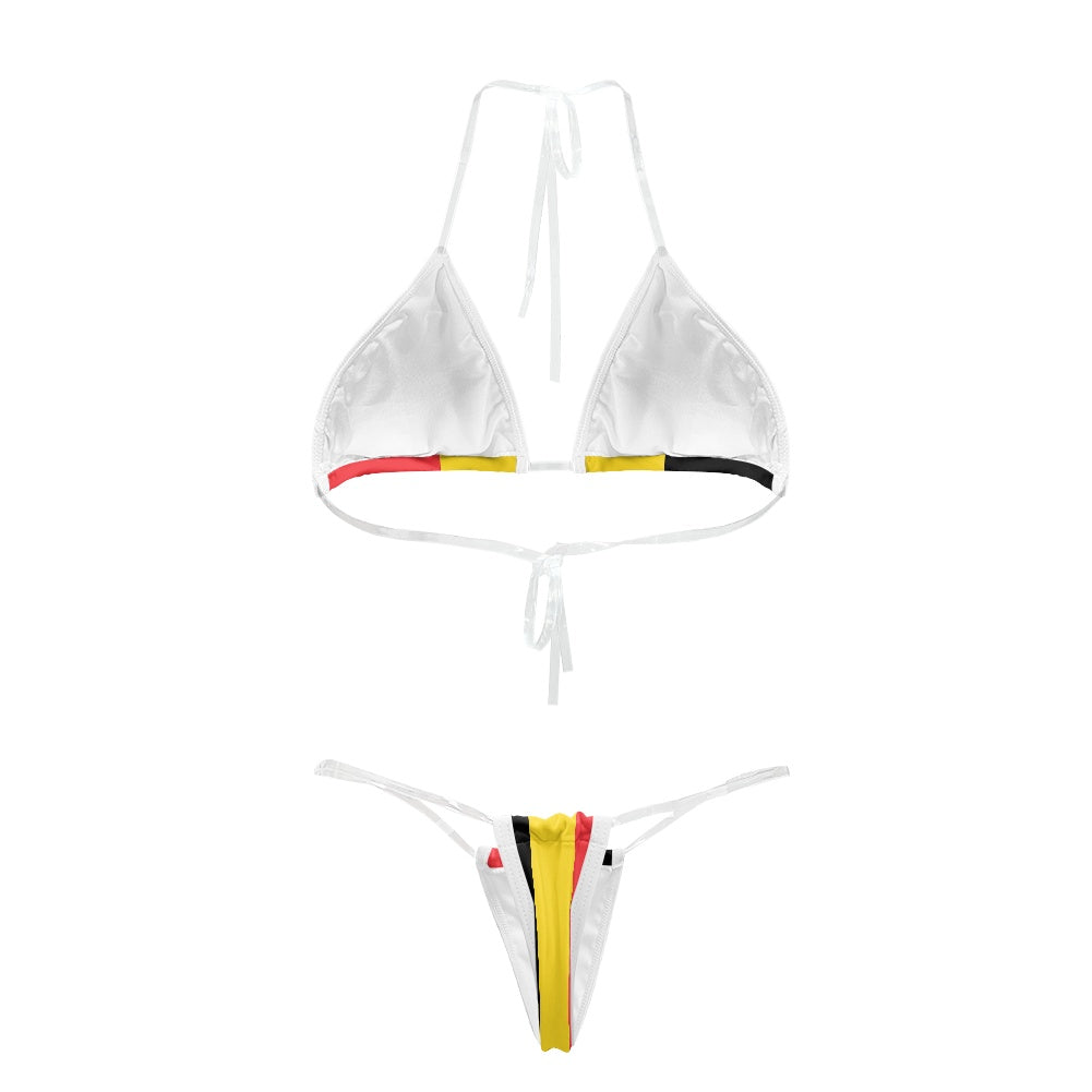 Belgium Flag Inspired Transparent String Thong Bikini