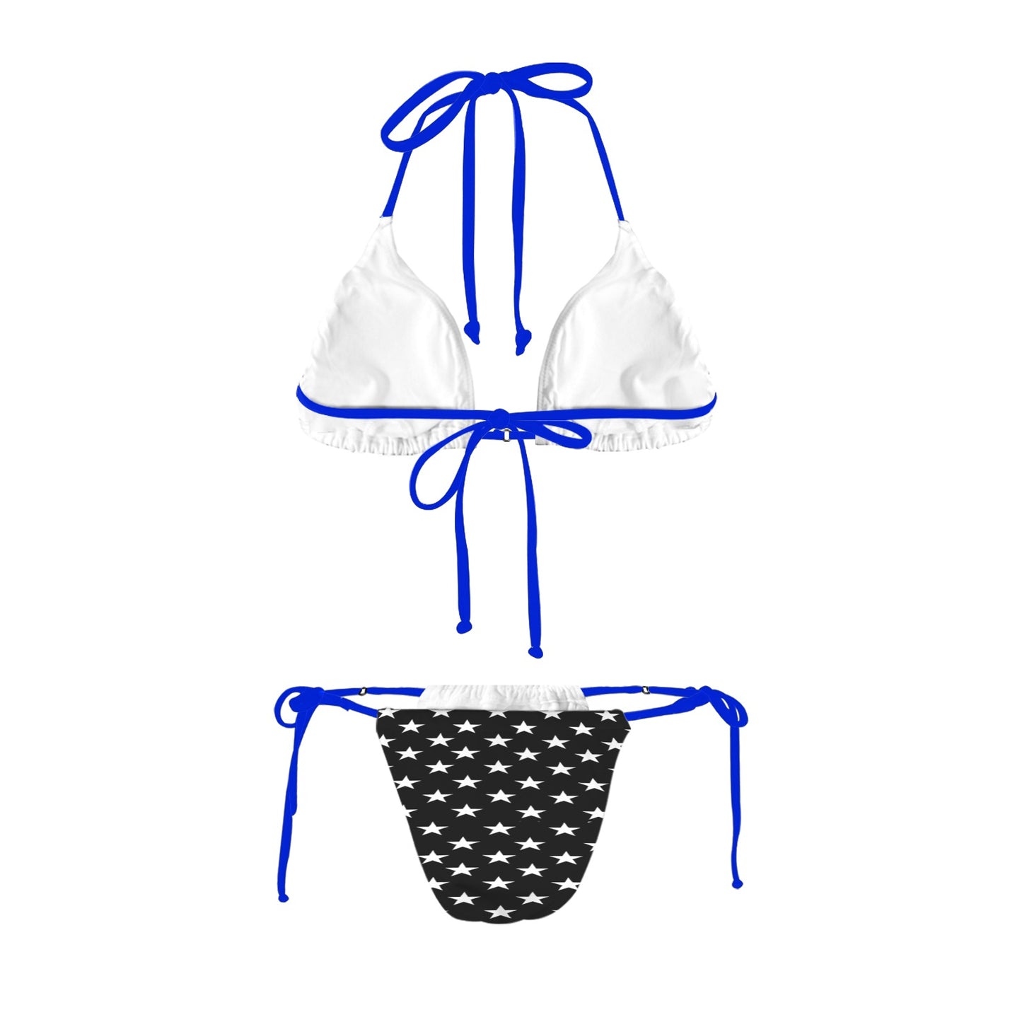 Luv My Flag bikini with stars, blue and white design.