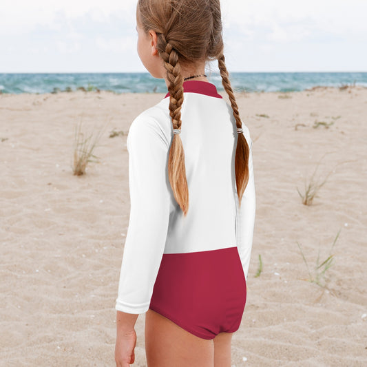 California Flag Little Girls' Long Sleeve One-Piece Swimsuit