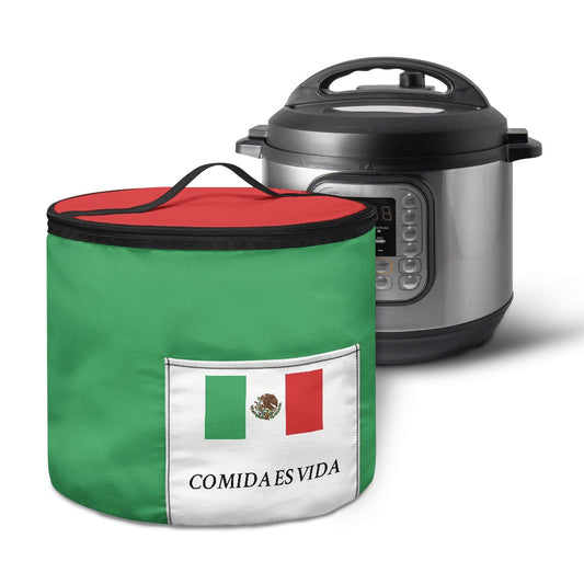 Mexico Flag Inspired "COMIDA ES VIDA" Electric Pressure Cooker Insulation Bag