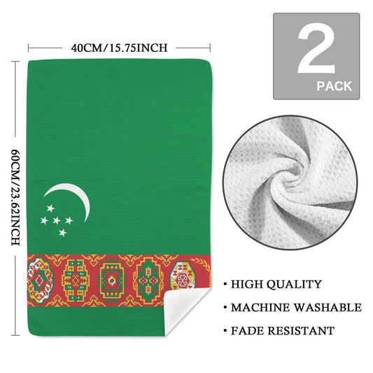 Turkmenistan Flag Inspired Kitchen Towel 40X60cm (Pack of 2) | Printed In the USA