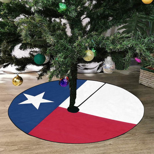 Texas Flag Thick Christmas Tree Skirt 47" x 47"
