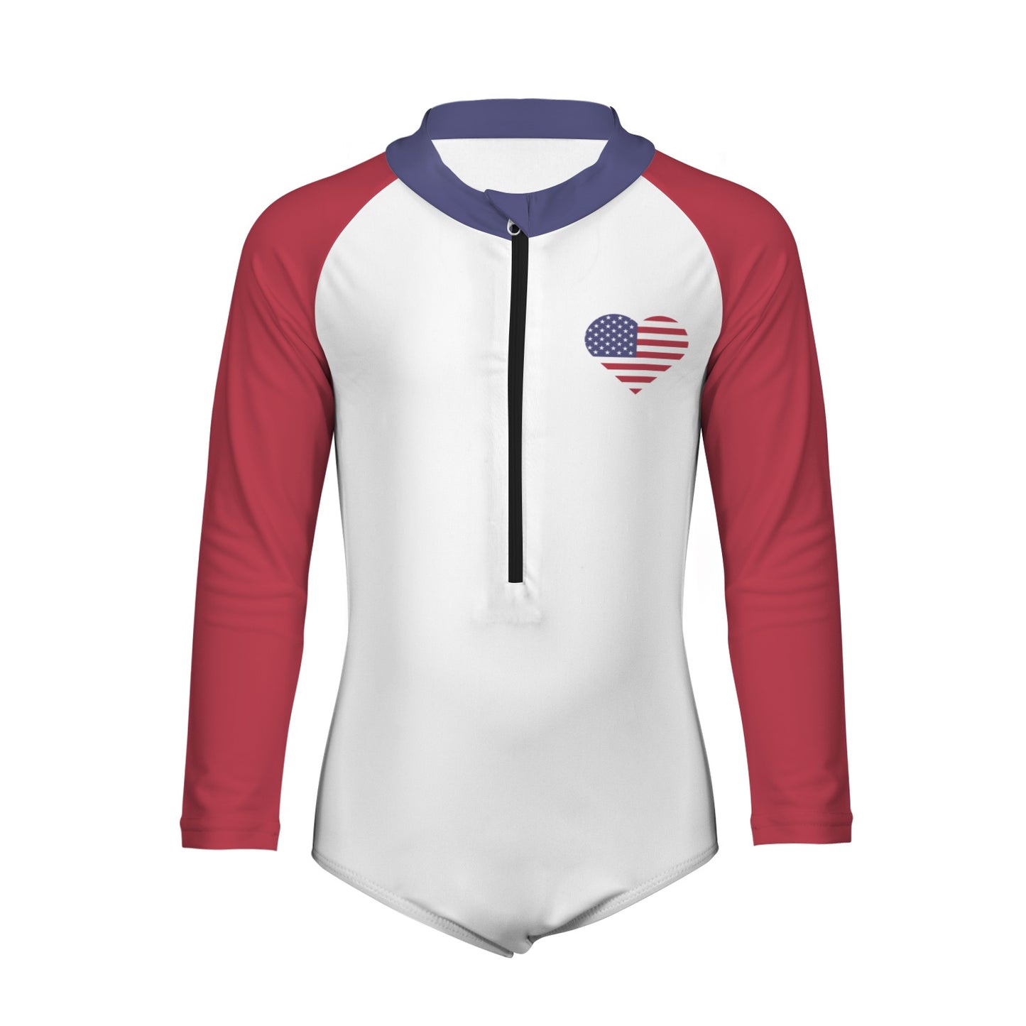 USA/American Flag Little Girls' Long Sleeve One-Piece Swimsuit
