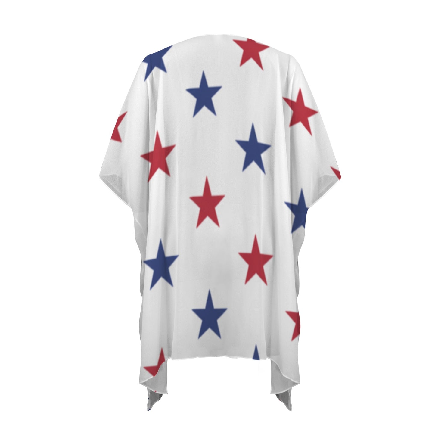 USA/American Flag Inspired Red & Blue Stars Pattern Women's Long Cover Up