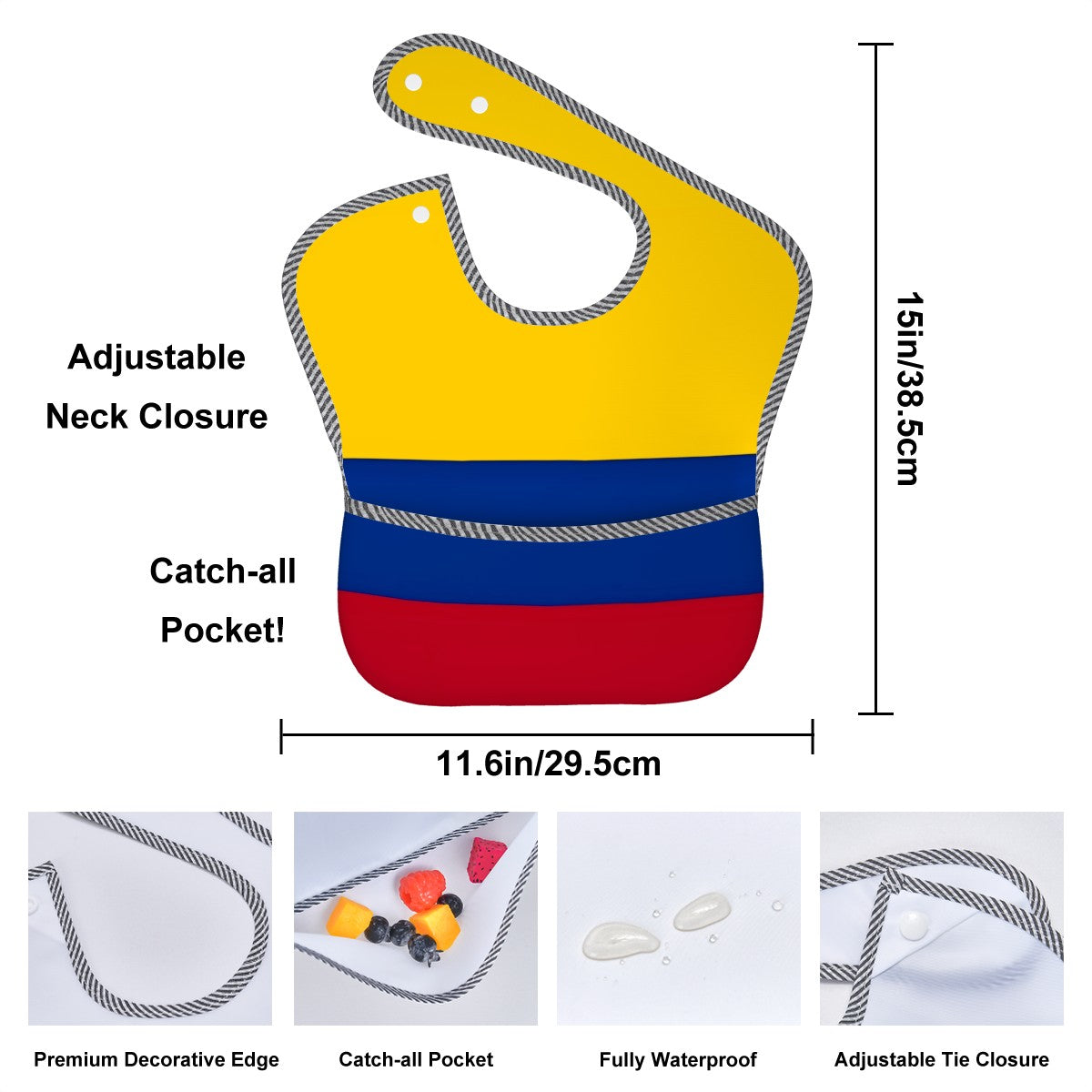 Colombia Flag Inspired Baby Bib