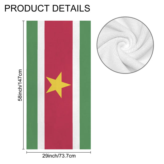 Suriname Flag Inspired Custom Bath Towel 29"x58"(Made in USA)