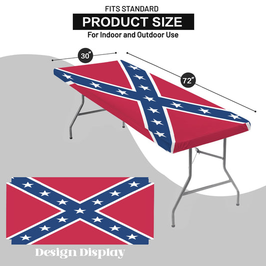 Confederate States Battle Flag Inspired Custom Elastic Fitted Tablecloth 72x30 inch (Made in the USA)