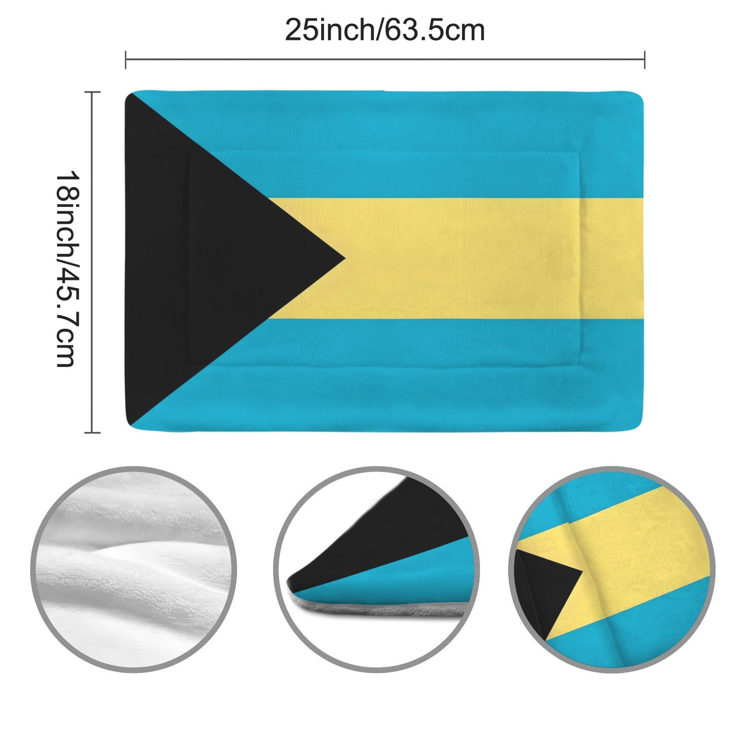Bahamas Flag Inspired Pet Mat 25x18inch (Made in the USA)