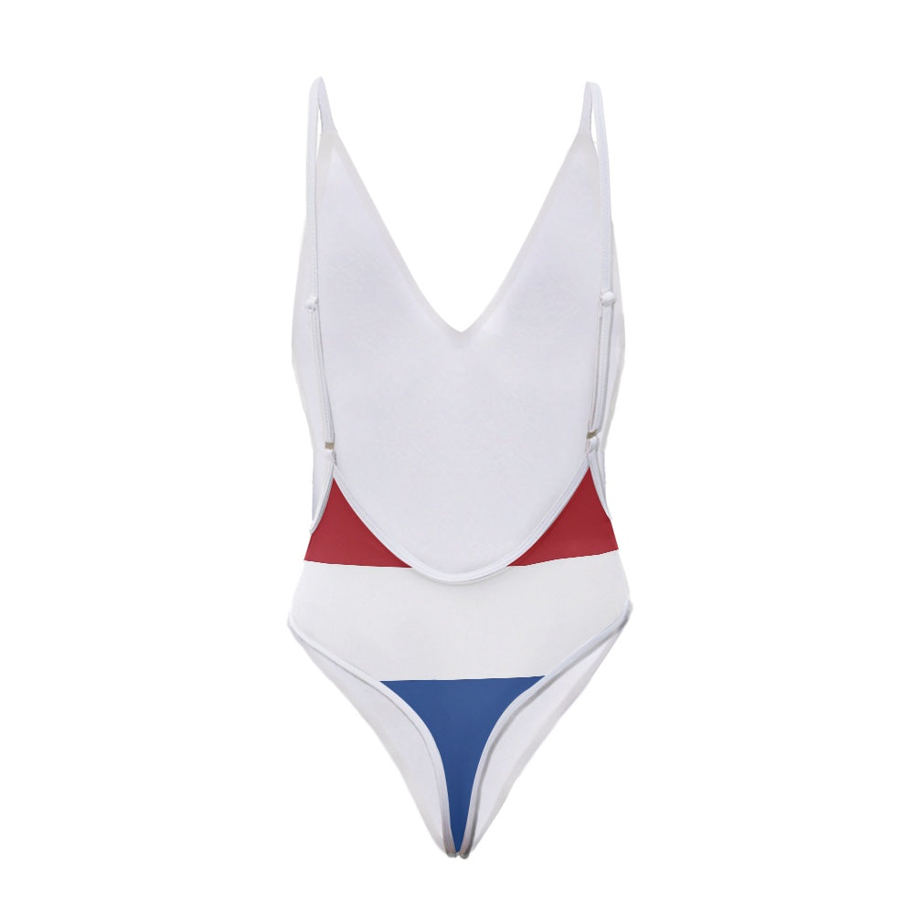 Netherlands Flag Inspired One-Piece Thong Swimsuit