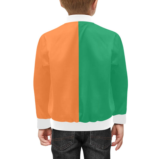 Ireland Flag Inspired Kids' Bomber Jacket with Pockets
