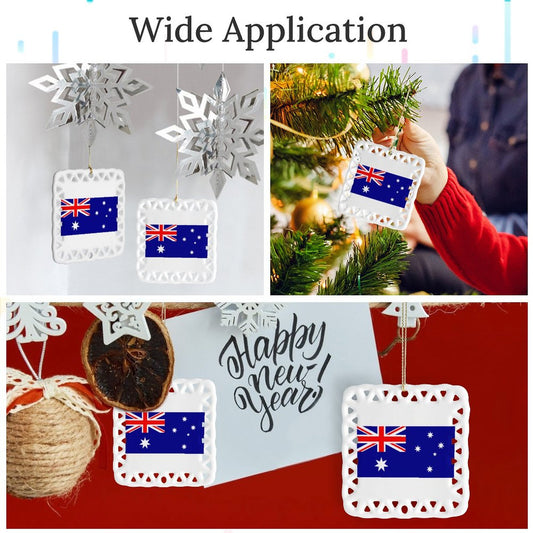 Australia Flag Inspired Square Ceramic Ornament Made in the USA