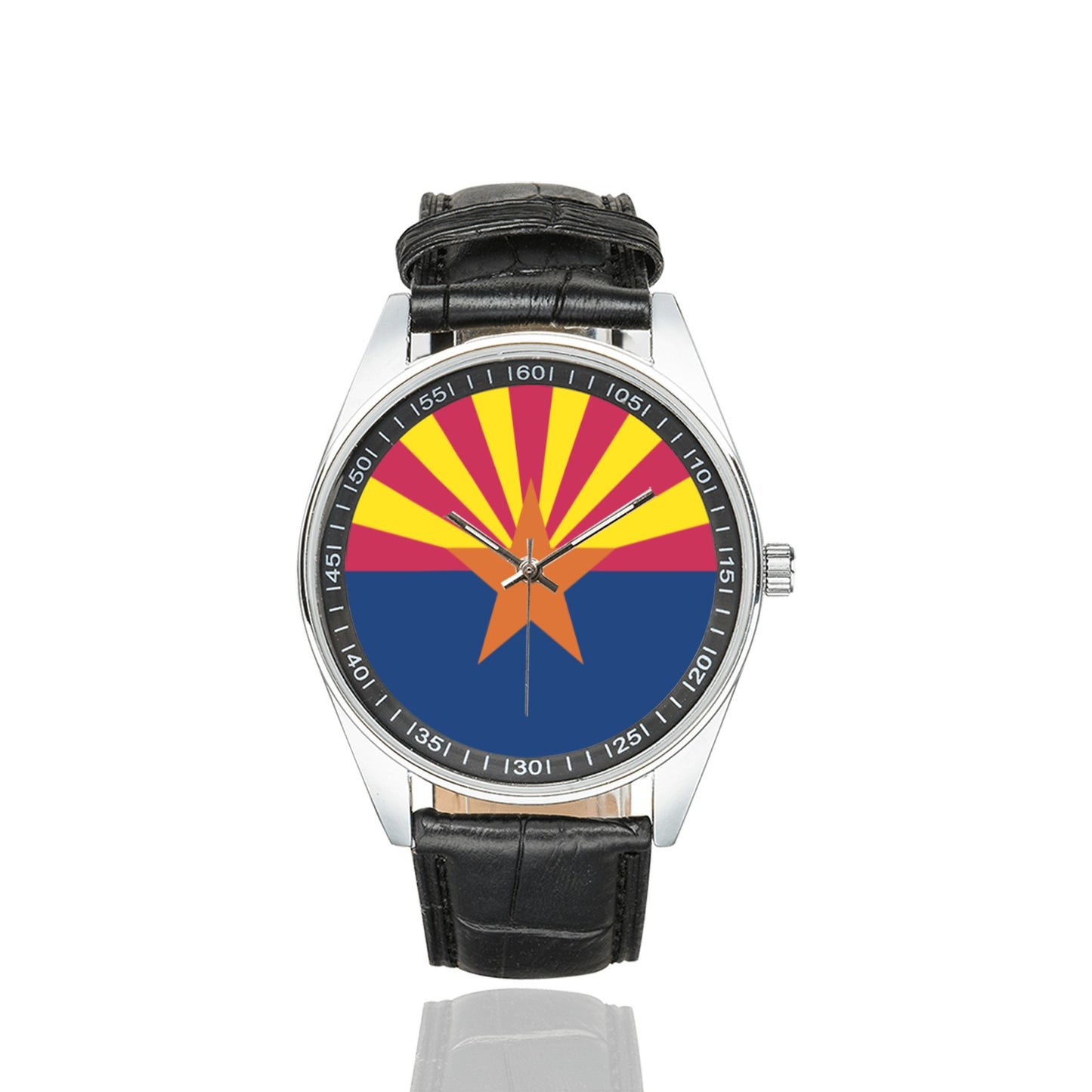 Arizona Flag Men's Casual Leather Strap Watch
